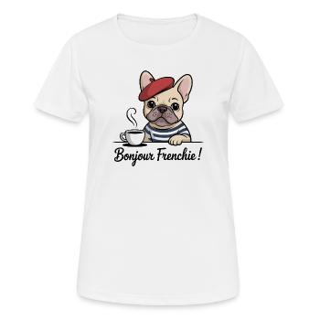 Bonjour Frenchie Französische Bulldogge - Frauen T-Shirt atmungsaktiv - Weiß - Vorne - AI Model Female 172 dark (172cm)