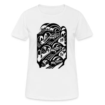 Station de métro Métro souterrain Transport en commun - T-shirt respirant Femme - blanc - Devant - AI Model Female 172 dark (172cm)