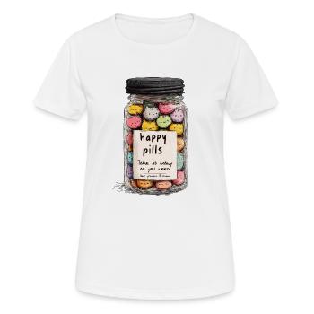 Pilules du bonheur - T-shirt respirant Femme - blanc - Devant - AI Model Female 172 dark (172cm)