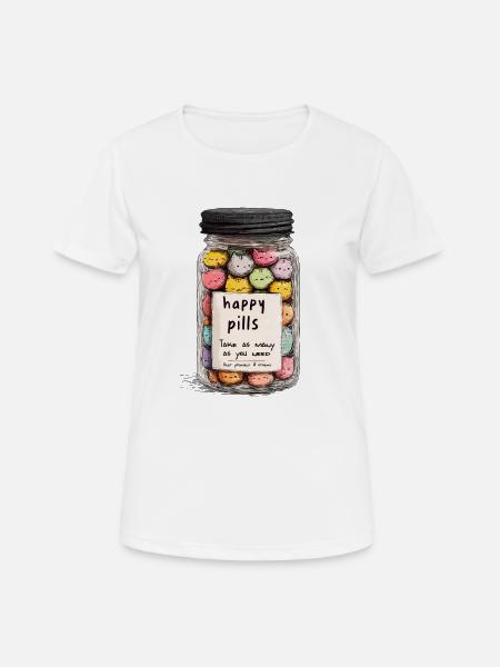 Happy Pills - Frauen T-Shirt atmungsaktiv - Weiß