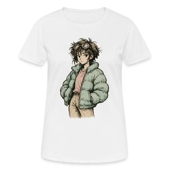 Patineuse indie en veste bouffante menthe - T-shirt respirant Femme - blanc - Devant - AI Model Female 172 dark (172cm)