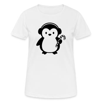 Pingouin mignon avec canne à sucre | Noël - T-shirt respirant Femme - blanc - Devant - AI Model Female 172 dark (172cm)