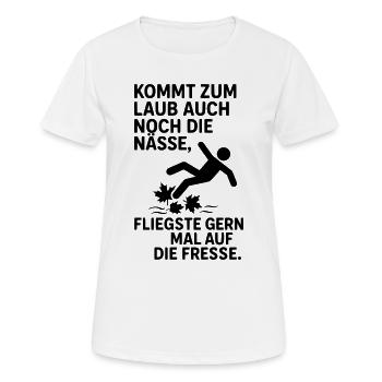 Leaves Wet Autumn Saying - Women's Breathable T-Shirt - white - Front - AI Model Female 172 dark (172cm)