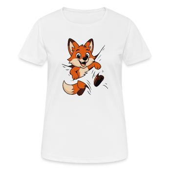 Süßer Comic Fuchs – Kinder & Tierliebhaber Motiv - Frauen T-Shirt atmungsaktiv - Weiß - Vorne - AI Model Female 172 dark (172cm)