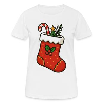 Bas de Noël avec canne à sucre - T-shirt respirant Femme - blanc - Devant - AI Model Female 172 dark (172cm)