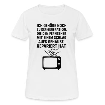 Generation Television Réparation TV - T-shirt respirant Femme - blanc - Devant - AI Model Female 172 dark (172cm)