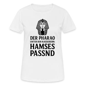pharao kassiererin kasse supermarkt hamses passend - Frauen T-Shirt atmungsaktiv - Weiß - Vorne - AI Model Female 172 dark (172cm)