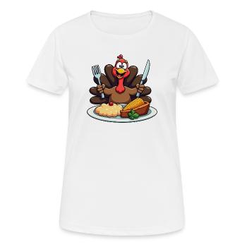 Thanksgiving Lustiger Thanksgiving Truthahn - Frauen T-Shirt atmungsaktiv - Weiß - Vorne - AI Model Female 172 dark (172cm)