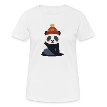 Cute panda with winter hat – winter motif - Women's Breathable T-Shirt - white - Front - AI Model Female 172 dark (172cm)