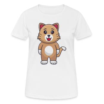 Chat de dessin animé - T-shirt respirant Femme - blanc - Devant - AI Model Female 172 dark (172cm)