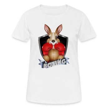 Boxendes Känguru – Lustiges Boxer-Motiv - Frauen T-Shirt atmungsaktiv - Weiß - Vorne - AI Model Female 172 dark (172cm)