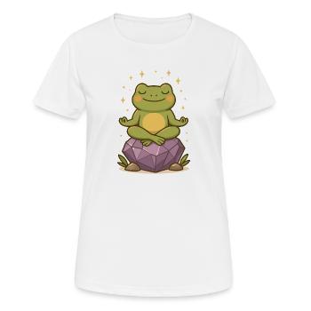 Grenouille méditative – Spirituelle et consciente - T-shirt respirant Femme - blanc - Devant - AI Model Female 172 dark (172cm)