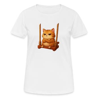 Chat sinistre sur balançoire dessin animé aire de jeux - T-shirt respirant Femme - blanc - Devant - AI Model Female 172 dark (172cm)
