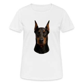 Dobermann Kopfporträt - Frauen T-Shirt atmungsaktiv - Weiß - Vorne - AI Model Female 172 dark (172cm)