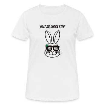 Halt die Ohren steif Get well Hase Gute Besserung - Frauen T-Shirt atmungsaktiv - Weiß - Vorne - AI Model Female 172 dark (172cm)