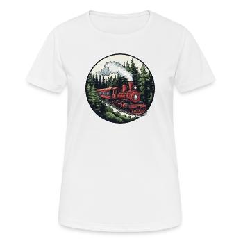 Steam locomotive in the forest - Women's Breathable T-Shirt - white - Front - AI Model Female 172 dark (172cm)