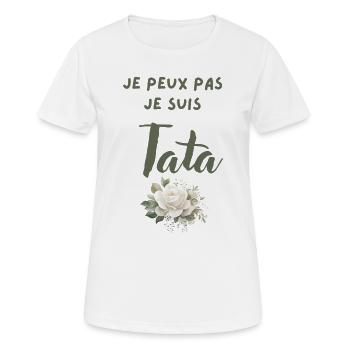 Je peux pas je suis Tata - Fleur - T-shirt respirant Femme - blanc - Devant - AI Model Female 172 dark (172cm)