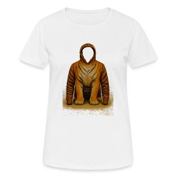 Tiger Hoodie Illustration - Frauen T-Shirt atmungsaktiv - Weiß - Vorne - AI Model Female 172 dark (172cm)