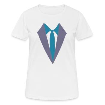 Costume géométrique avec cravate - T-shirt respirant Femme - blanc - Devant - AI Model Female 172 dark (172cm)