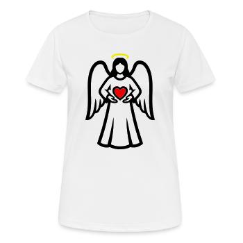 Angel-Couple-with-Heart-Pictogram-2 - Women's Breathable T-Shirt - white - Front - AI Model Female 172 dark (172cm)