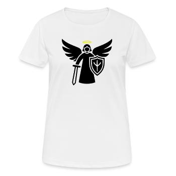 Warrior Angel Pictogram Shield - Women's Breathable T-Shirt - white - Front - AI Model Female 172 dark (172cm)