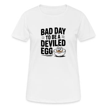 Schlechter Tag, um ein teuflisches Ei zu sein - Frauen T-Shirt atmungsaktiv - Weiß - Vorne - AI Model Female 172 dark (172cm)