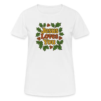 Jesus liebt dich - Frauen T-Shirt atmungsaktiv - Weiß - Vorne - AI Model Female 172 dark (172cm)