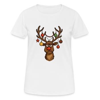 Hirsch Rudolph Joyeux Noël - T-shirt respirant Femme - blanc - Devant - AI Model Female 172 dark (172cm)