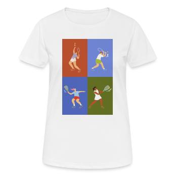 Tennisspieler auf verschiedenen Tennisplätzen - Frauen T-Shirt atmungsaktiv - Weiß - Vorne - AI Model Female 172 dark (172cm)