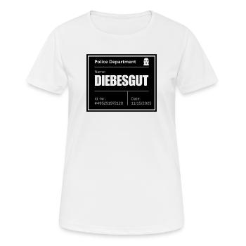 Photo d’identité judiciaire - T-shirt respirant Femme - blanc - Devant - AI Model Female 172 dark (172cm)