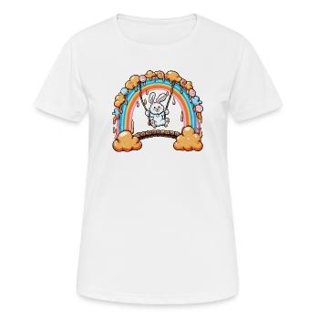 Hoppelhase Regenbogen-Schaukel - Frauen T-Shirt atmungsaktiv - Weiß - Vorne - AI Model Female 172 dark (172cm)