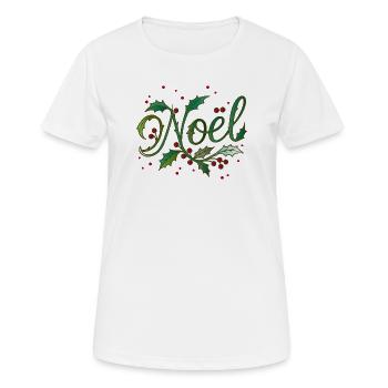 Christmas "Noël" design with holly - Women's Breathable T-Shirt - white - Front - AI Model Female 172 dark (172cm)