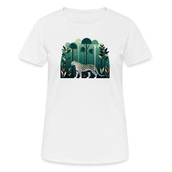 Leopard im Dschungel - Frauen T-Shirt atmungsaktiv - Weiß - Vorne - AI Model Female 172 dark (172cm)