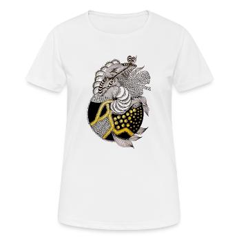 Fischmuster mit goldenem Akzent - Frauen T-Shirt atmungsaktiv - Weiß - Vorne - AI Model Female 172 dark (172cm)