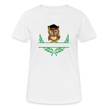 Owl with Diploma and Graduation Hat – Personal - Women's Breathable T-Shirt - white - Front - AI Model Female 172 dark (172cm)