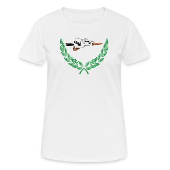 Süßer Storch im grünen Lorbeerkranz - Frauen T-Shirt atmungsaktiv - Weiß - Vorne - AI Model Female 172 dark (172cm)