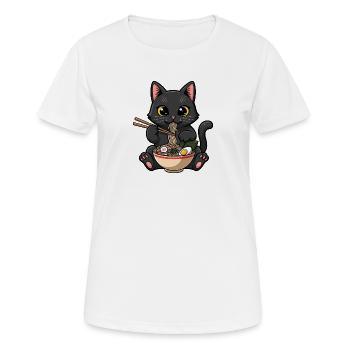 Schwarze Katze gierige Ramen - Frauen T-Shirt atmungsaktiv - Weiß - Vorne - AI Model Female 172 dark (172cm)