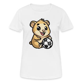 Hamster câlin avec ballon de foot - T-shirt respirant Femme - blanc - Devant - AI Model Female 172 dark (172cm)