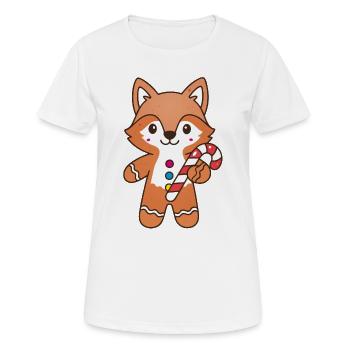 Un mignon renard en pain d’épices avec canne d’orge d’orge - T-shirt respirant Femme - blanc - Devant - AI Model Female 172 dark (172cm)