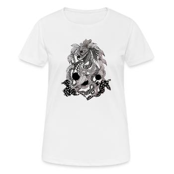 Monochrome Linienornament - Frauen T-Shirt atmungsaktiv - Weiß - Vorne - AI Model Female 172 dark (172cm)