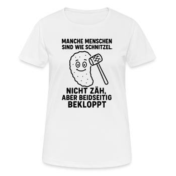 bekloppte menschen schnitzel - Frauen T-Shirt atmungsaktiv - Weiß - Vorne - AI Model Female 172 dark (172cm)