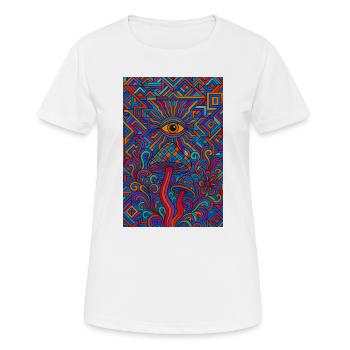 Psychedelic Eye and Mushrooms - T-shirt respirant Femme - blanc - Devant - AI Model Female 172 dark (172cm)