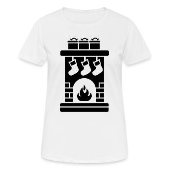 Chaussette de Noël avec cheminée - T-shirt respirant Femme - blanc - Devant - AI Model Female 172 dark (172cm)