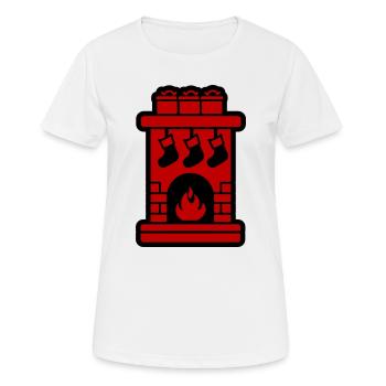 Cheminée de Noël Cheminée de Noël - T-shirt respirant Femme - blanc - Devant - AI Model Female 172 dark (172cm)