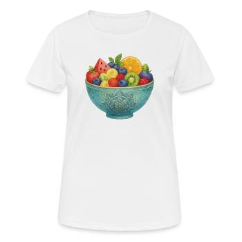 Watercolor Fruit in Mandala Fruit Bowl Healthy Fruits - Women's Breathable T-Shirt - white - Front - AI Model Female 172 dark (172cm)
