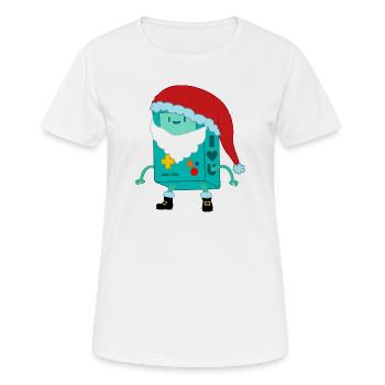 Retro Spielkonsole mit Santa Claus Weihnachtsmütze - Frauen T-Shirt atmungsaktiv - Weiß - Vorne - AI Model Female 172 dark (172cm)