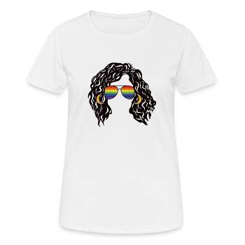 Regenbogenschattierungen Lockiges Afro-Mädchen-Haar Pride Retro - Frauen T-Shirt atmungsaktiv - Weiß - Vorne - AI Model Female 172 dark (172cm)
