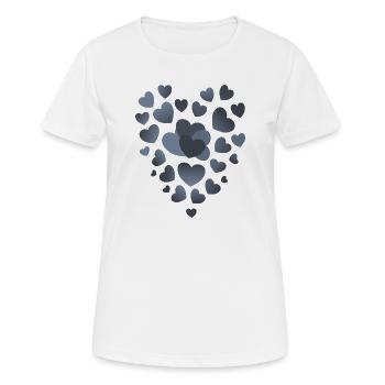 graublaue herzen herz Muster graue herzen  - Frauen T-Shirt atmungsaktiv - Weiß - Vorne - AI Model Female 172 dark (172cm)