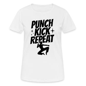 Kickboxer Silhouette - Punch, Kick, Repeat - Women's Breathable T-Shirt - white - Front - AI Model Female 172 dark (172cm)