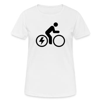 E-bike, E-Biker, Fahrradtour - Frauen T-Shirt atmungsaktiv - Weiß - Vorne - AI Model Female 172 dark (172cm)